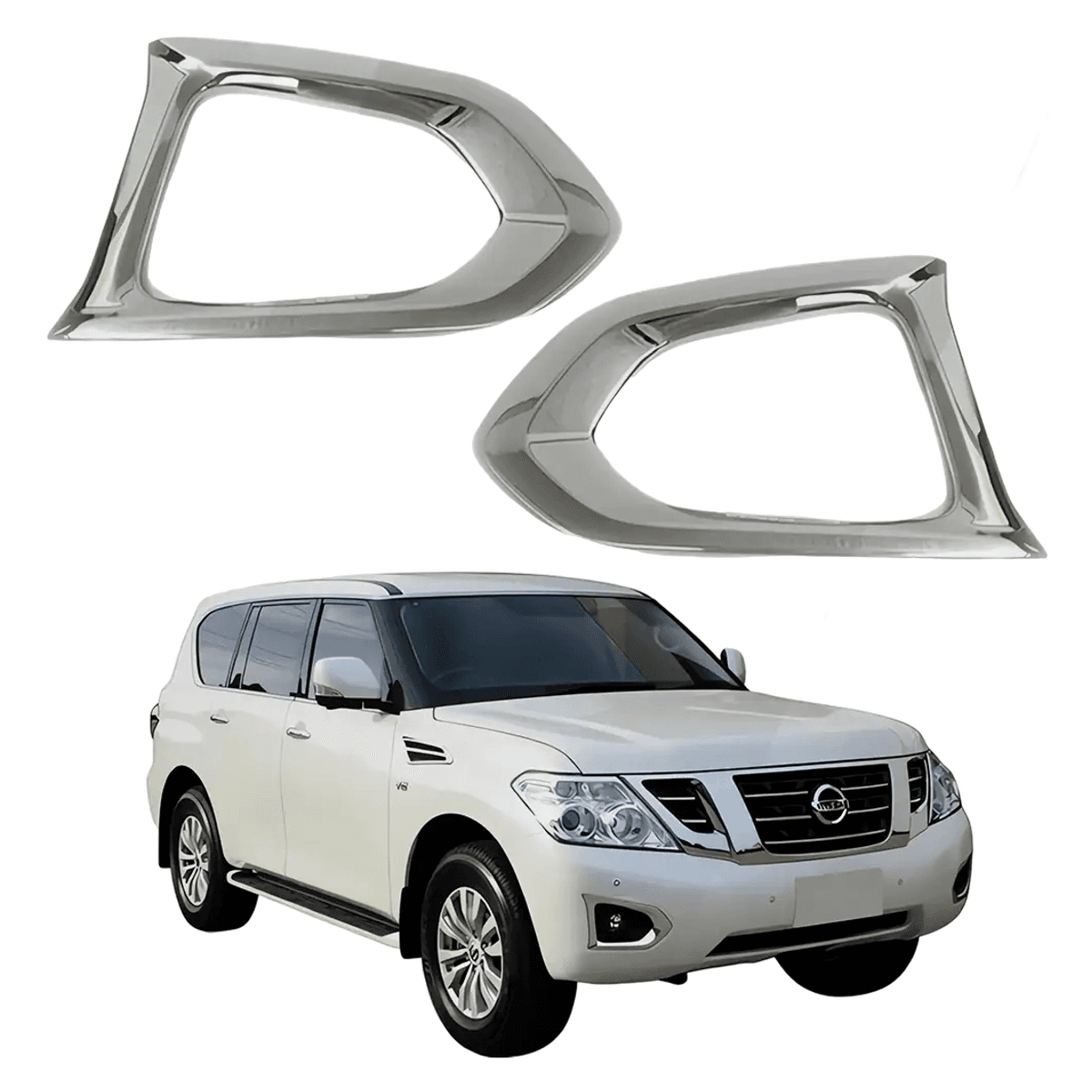 Nissan Patrol Y62 Front Fog Light Chrome Trim Cover Set 2014-2018