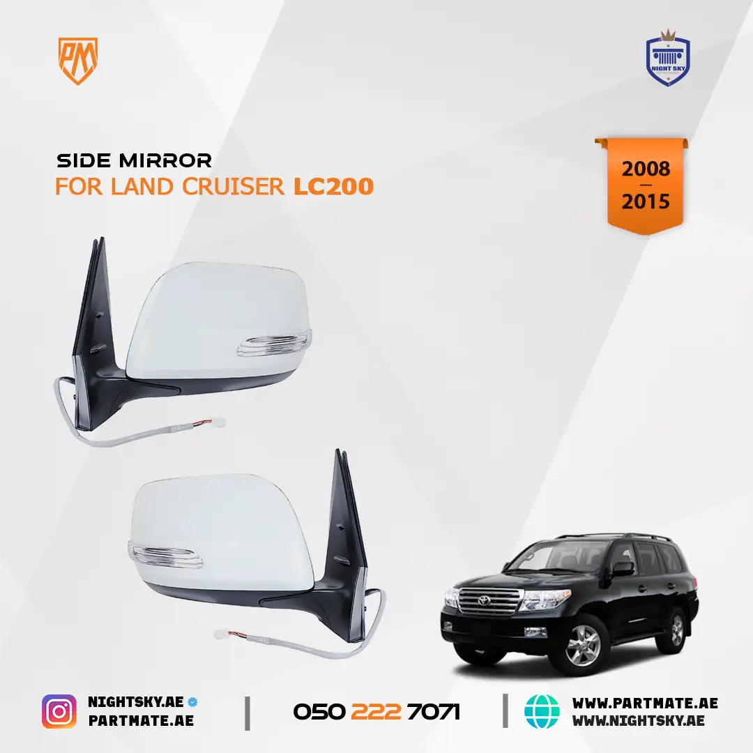 Toyota Land Cruiser FJ200 Electric Folding Side Mirror with Puddle Lamp & Blind Spot 2012-2018