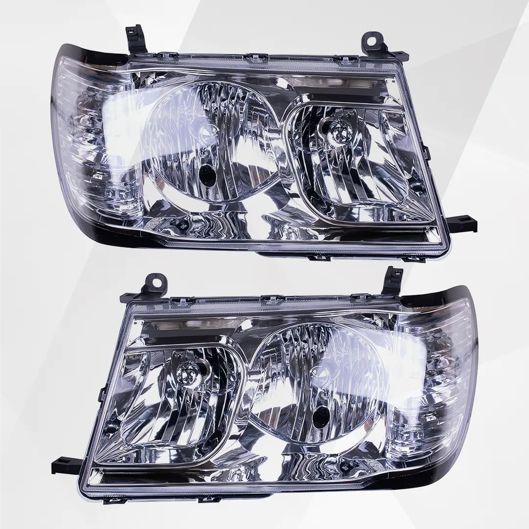 Toyota Land Cruiser LC100 Halogen Headlights (1998–2005) – Chrome Left & Right Pair