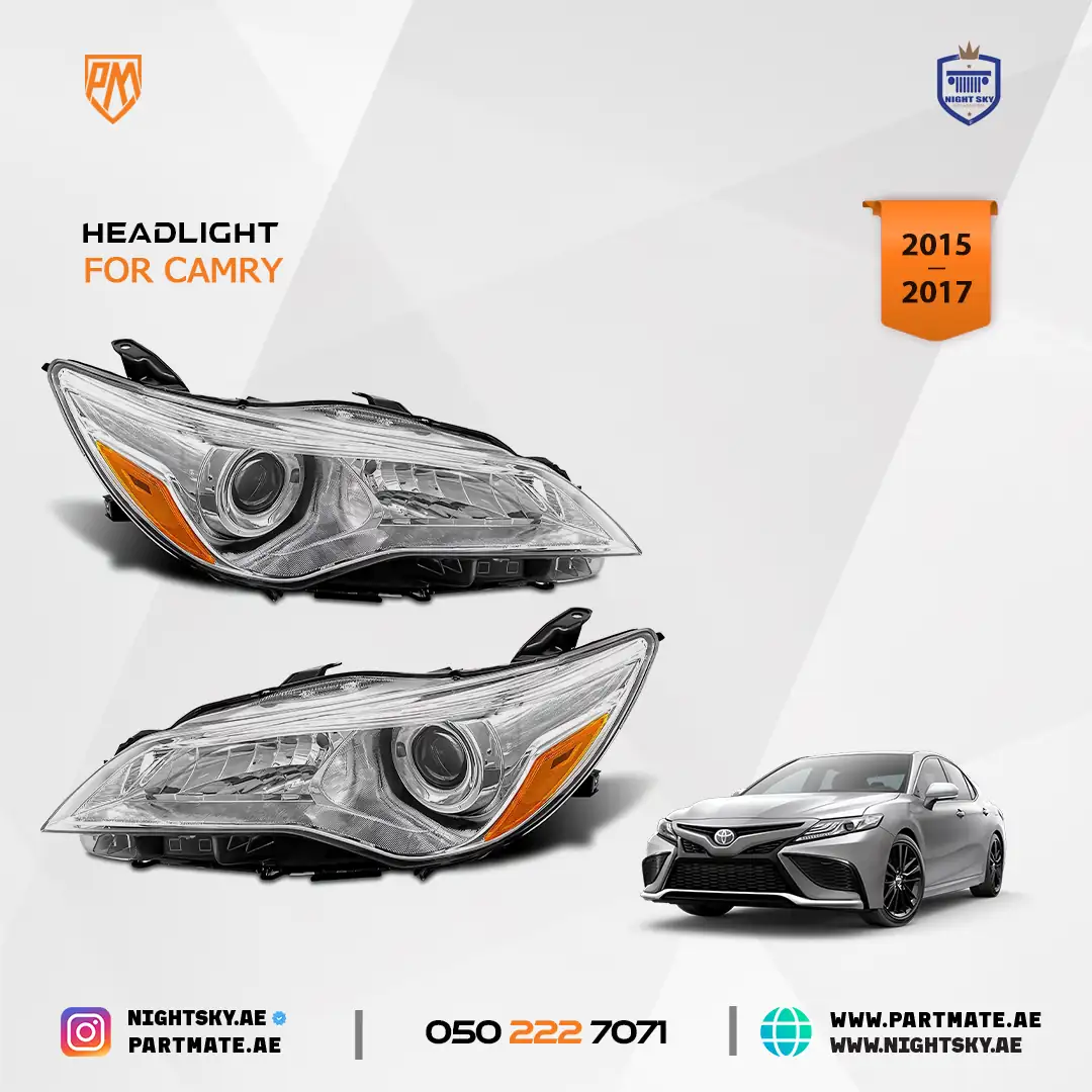 Toyota Camry Headlight Assembly Pair 2015-2017 Chrome Housing