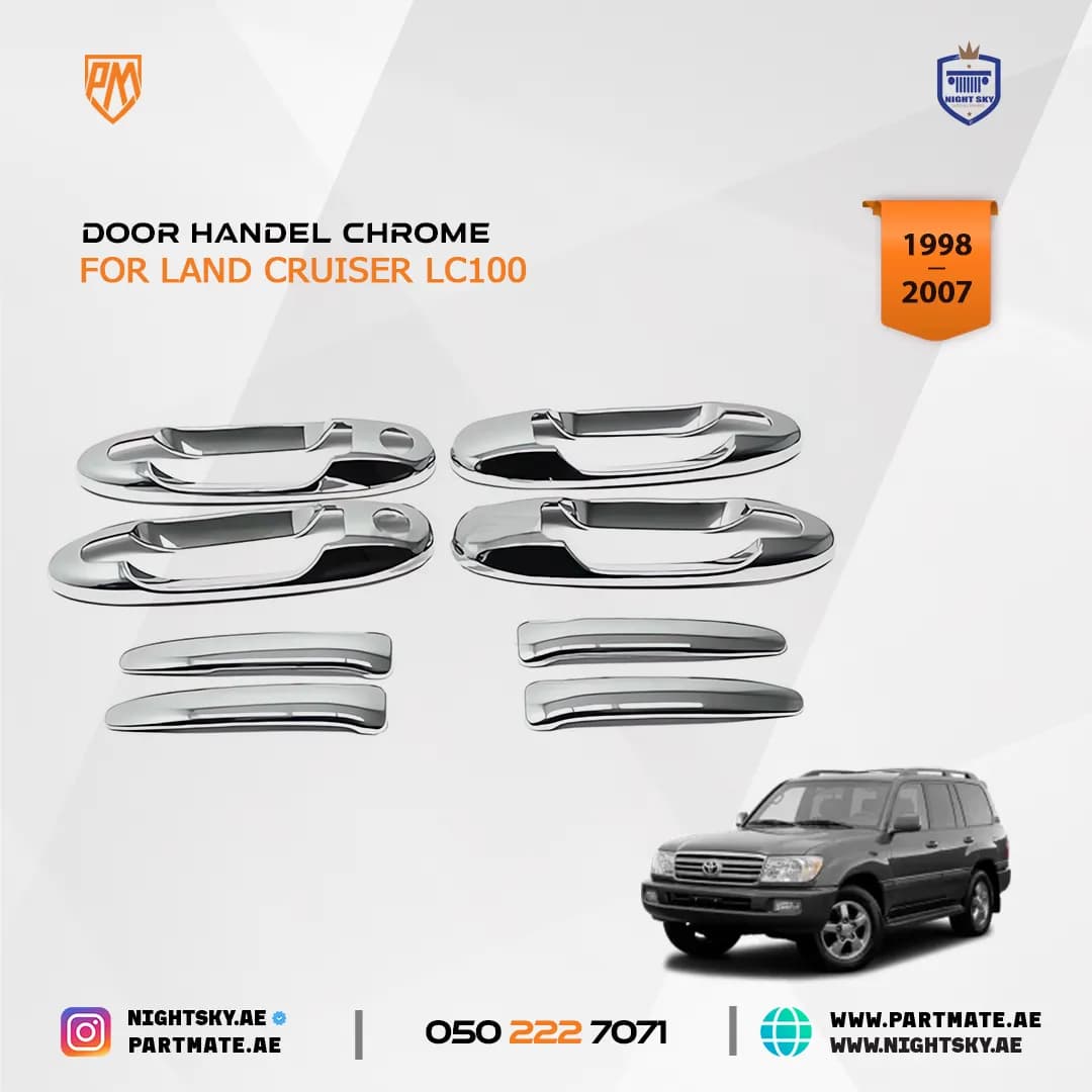 Chrome Door Handle Cover Set for Toyota Land Cruiser LC100 / Lexus LX470 (1998–2007)