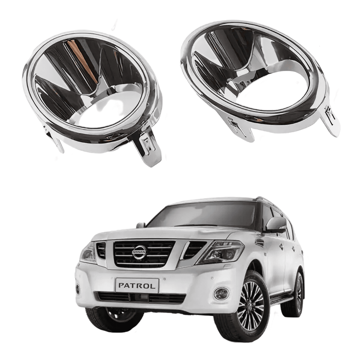 Nissan Patrol Y62 Chrome Front Fog Light Frame Trim 2010-2019