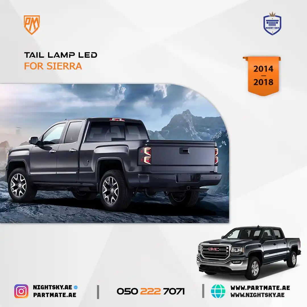 GMC Sierra LED Tail Lights (2014–2018) – Clear Lens w Red Turn Signal & Animation