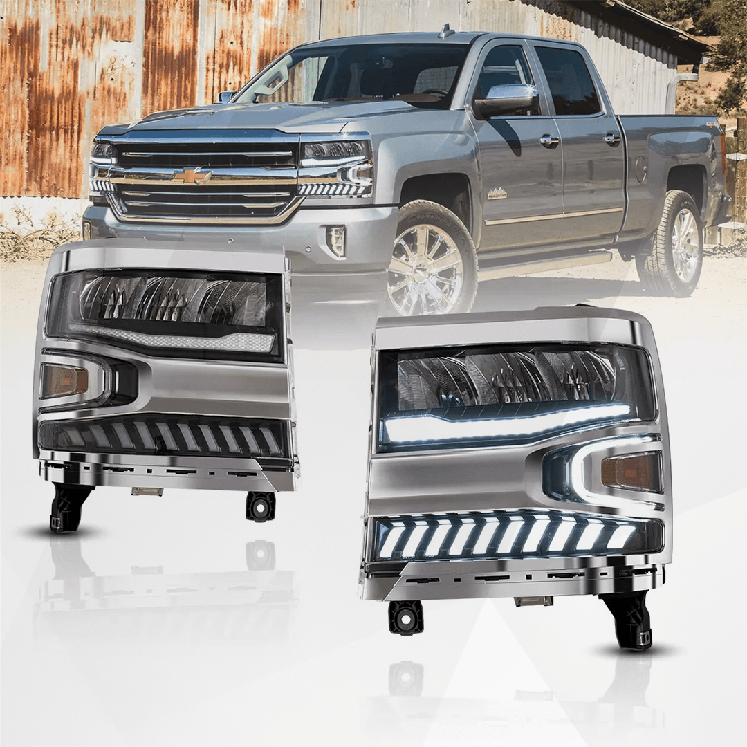 VLAND Chrome LED Headlights for Chevrolet Silverado 1500 2016-2018