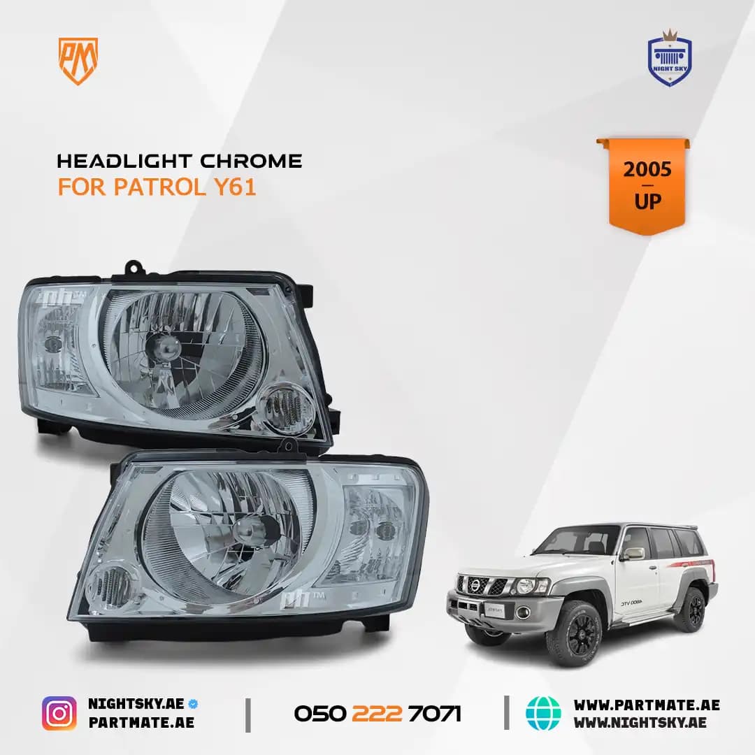 Nissan Y61 VTC Headlight Chrome (2005–2024)