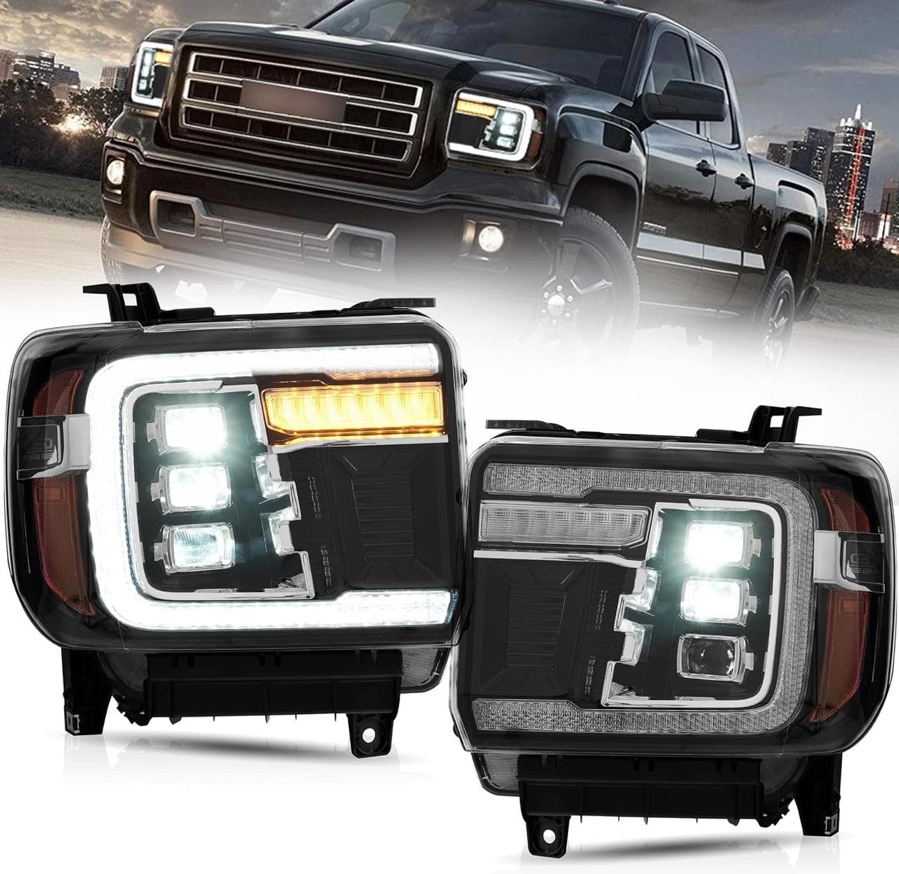 GMC Sierra 1500 LED Headlights by Form Lighting (2014–2018) – Projector Style