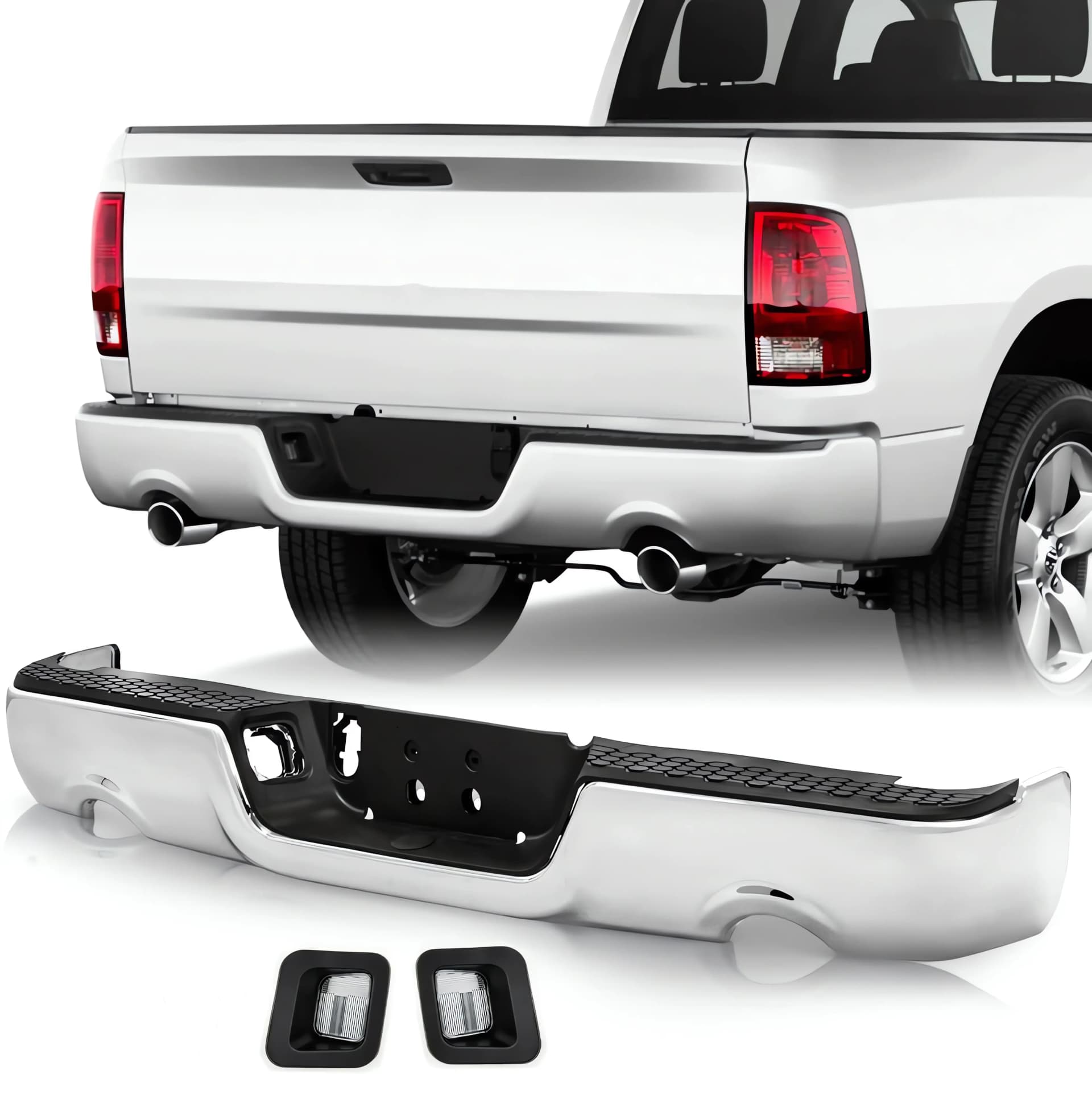 Dodge Ram 1500 Chrome Steel Rear Bumper (2009-2018)
