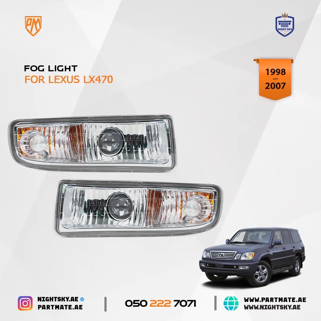 Lexus LX470 Fog Light White Lens Pair 1998-2007