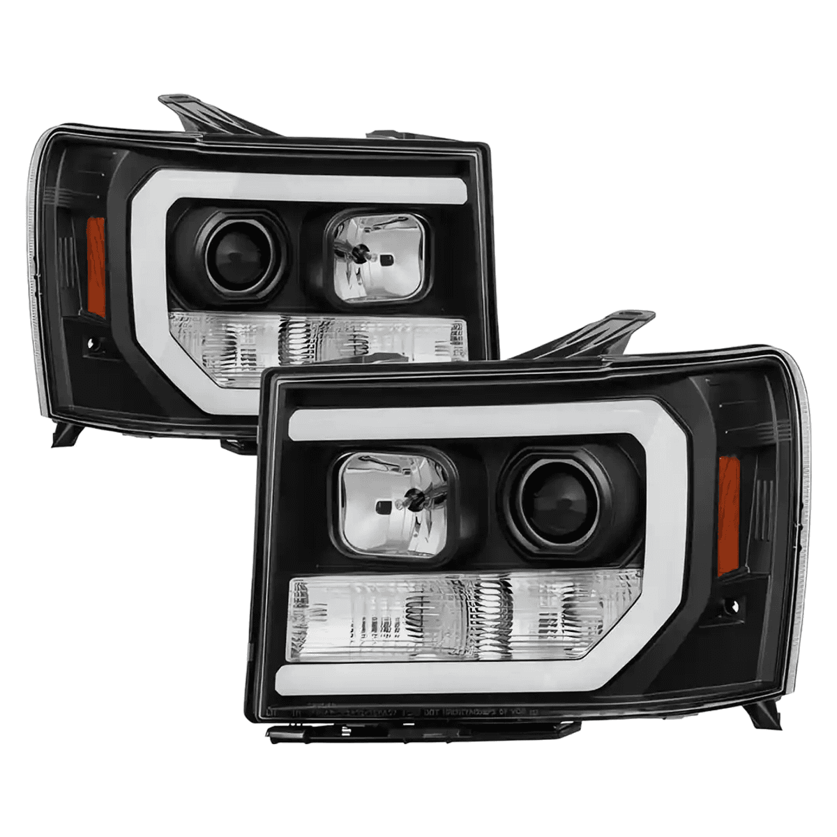GMC Sierra 1500/2500/3500 V2 Projector Headlights (2007–2013) – Black DRL Edition