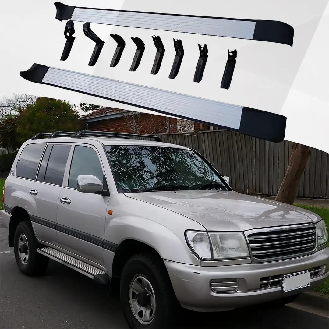 Toyota Land Cruiser FJ100 Aluminum Side Step Running Board Black & White 1998-2007