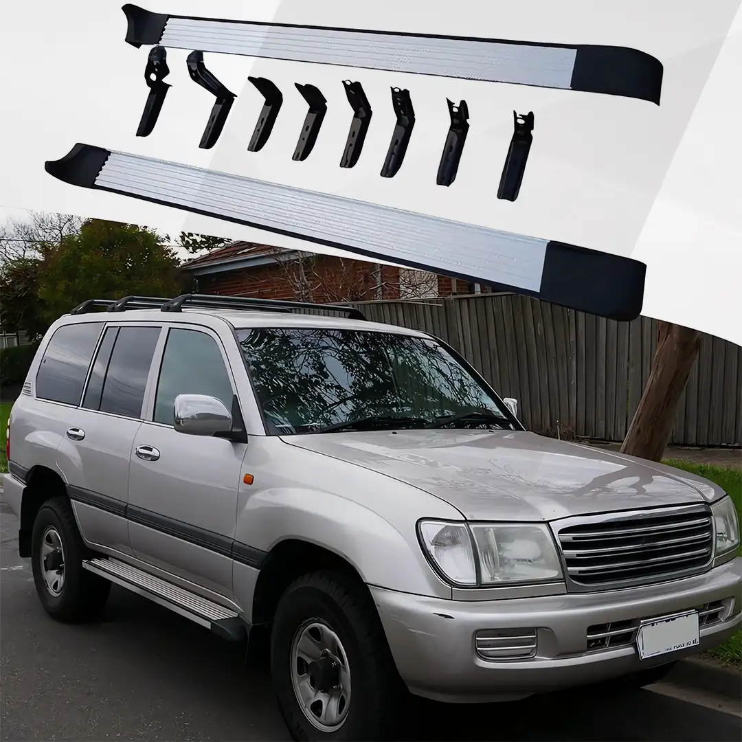 Toyota Land Cruiser FJ100 Aluminum Side Step Running Board Black & White 1998-2007
