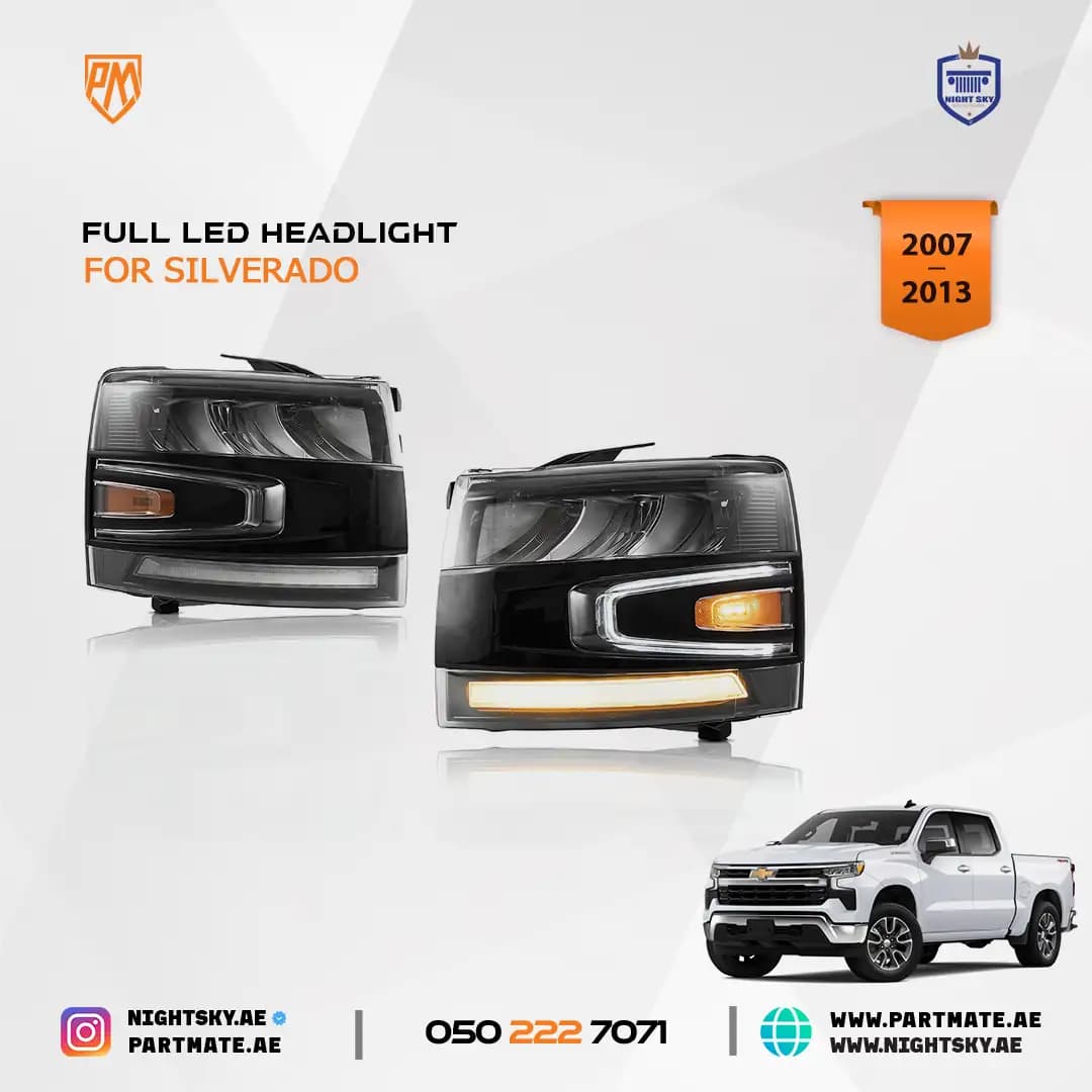 Chevrolet Silverado 2007-2013 Vland LED Chrome Headlights