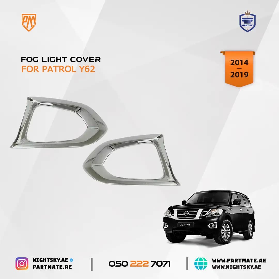 Nissan Patrol Y62 Front Fog Light Chrome Trim Cover Set 2014-2018
