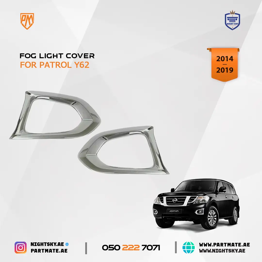 Nissan Patrol Y62 Front Fog Light Chrome Trim Cover Set 2014-2018