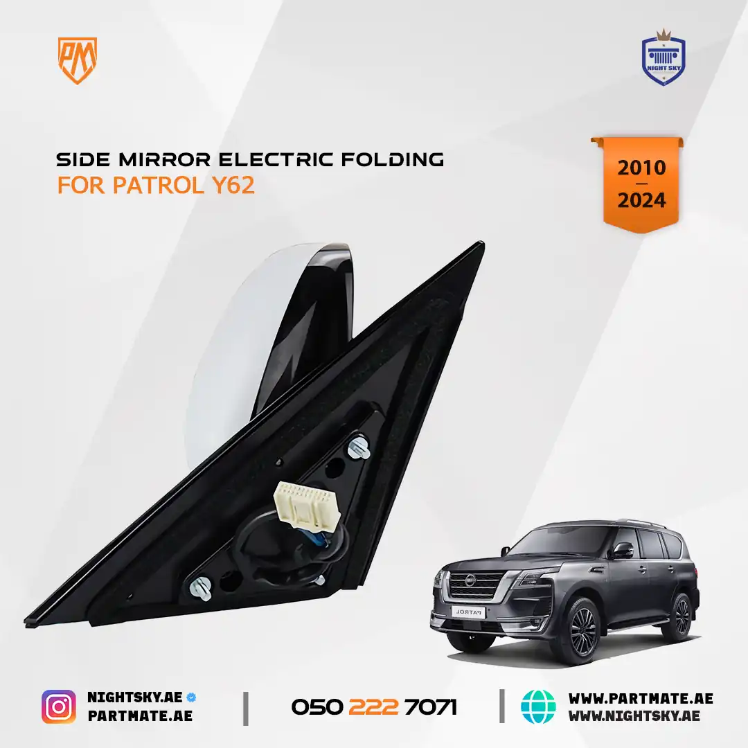 Passenger Rear View Mirror Accessories Fit for 2010–2022 Nissan Patrol Y62 – Electric Folding w/ Turn Signal & Floor Light