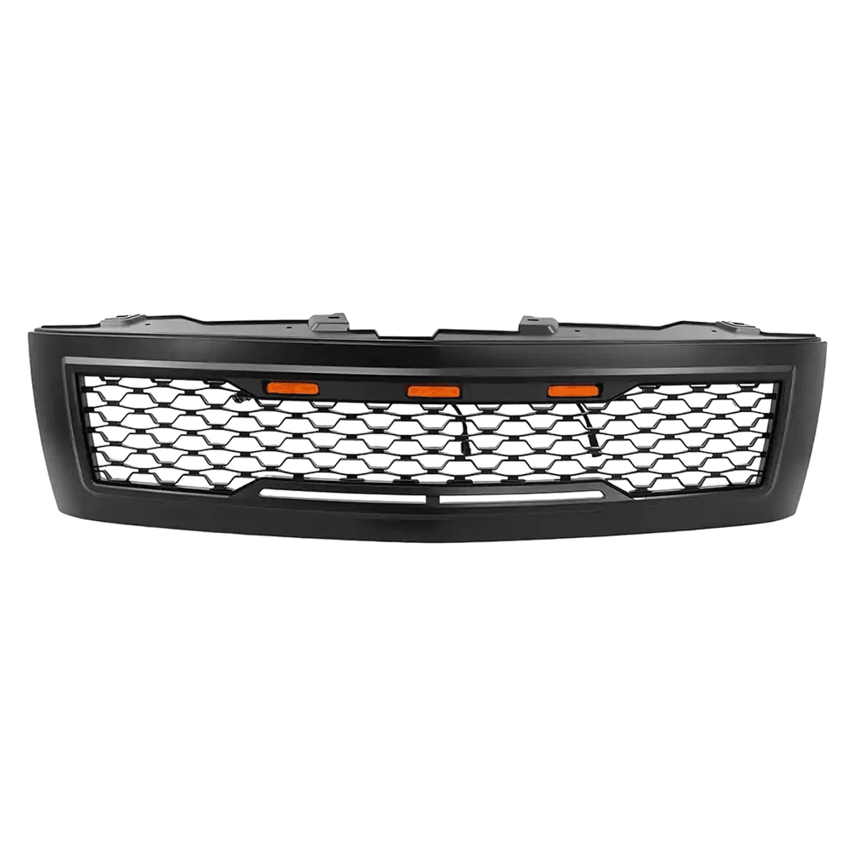 Chevrolet Silverado 1500 Front Grille (2007–2013) – Matte Black Mesh w Amber Signal Light