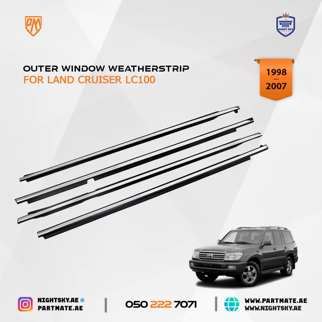 Toyota Land Cruiser LC100 Black Chrome Window Weatherstrip Trim 1998-2007