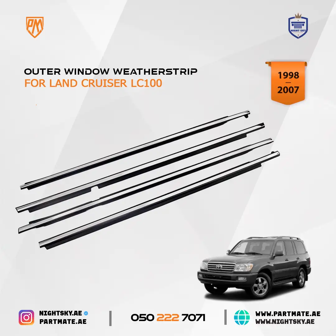 Toyota Land Cruiser LC100 Black Chrome Window Weatherstrip Trim 1998-2007