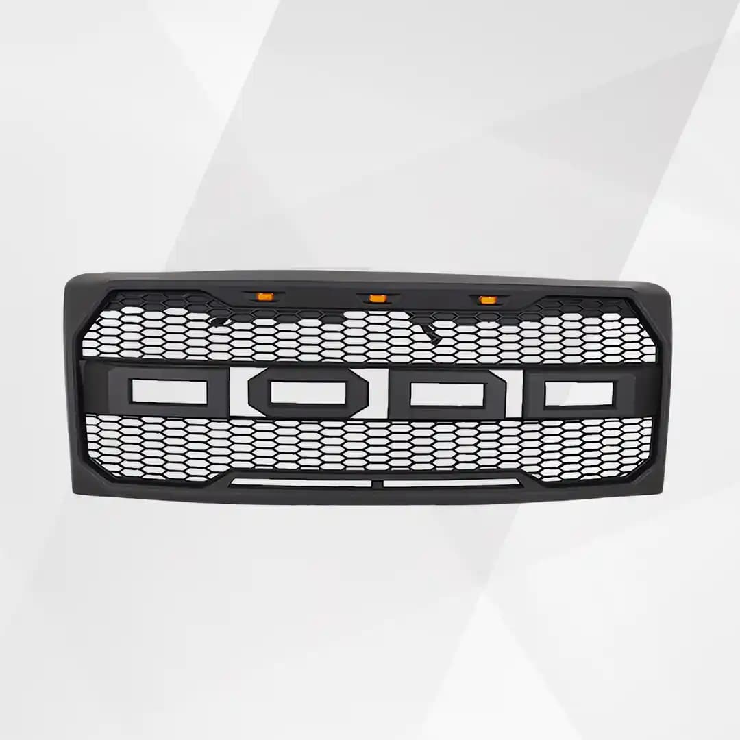Ford F-150 Front Grille (2009–2014) – Matte Black Upper Bumper Grill w Lights