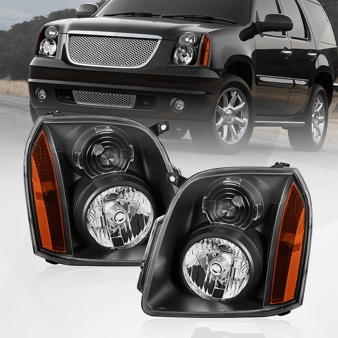 Black Headlights for GMC Yukon XL 1500 & 2500 2007-2014