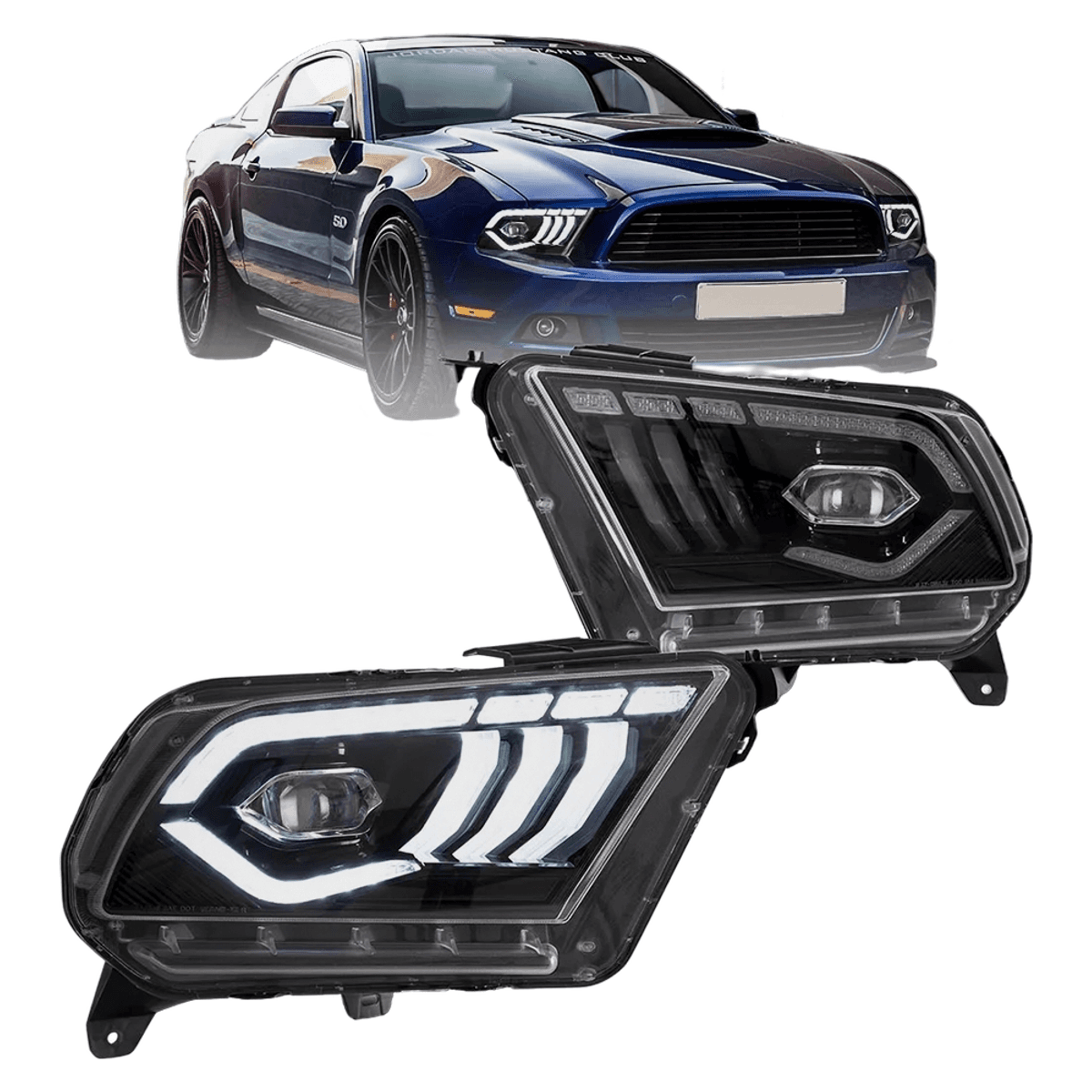 VLAND LED Projector Headlights for Ford Mustang 2010-2014 – Black