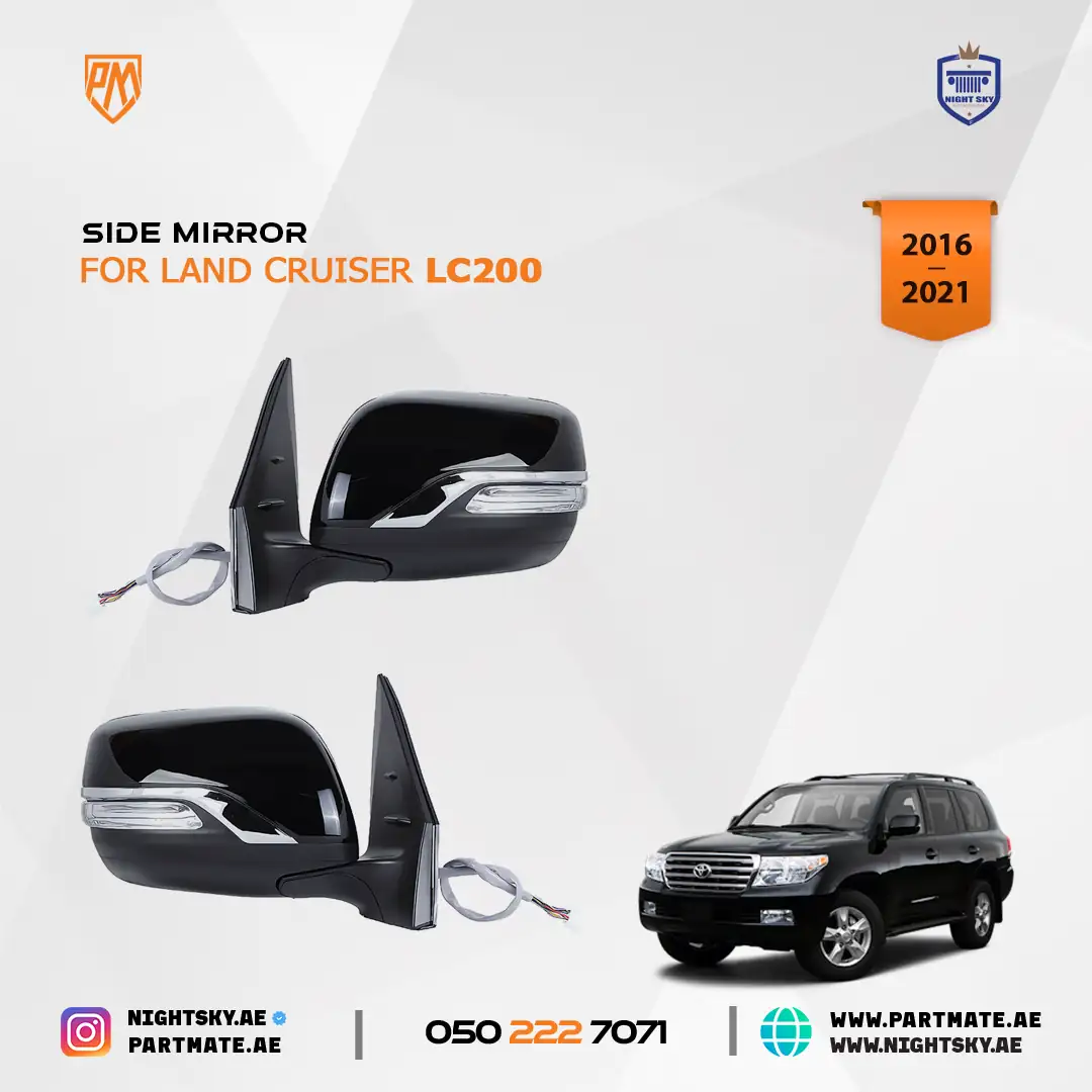 Toyota Land Cruiser FJ200 Side Mirror Assembly with Blind Spot 2016-2021