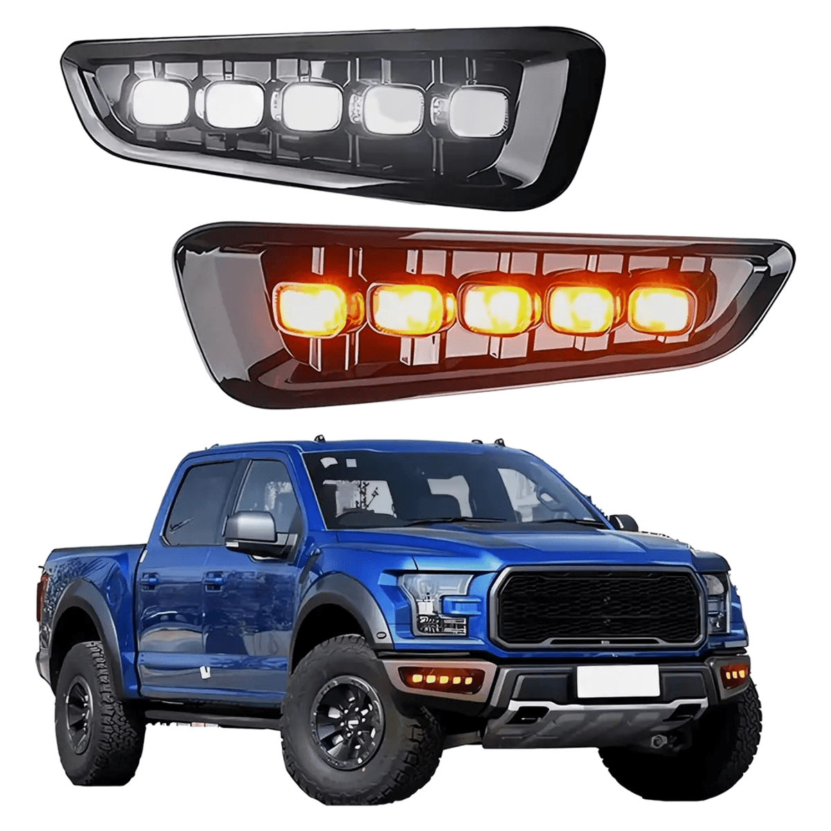 Ford F150 Raptor LED DRL Fog Light Kit White Amber Switchback 2015-2020