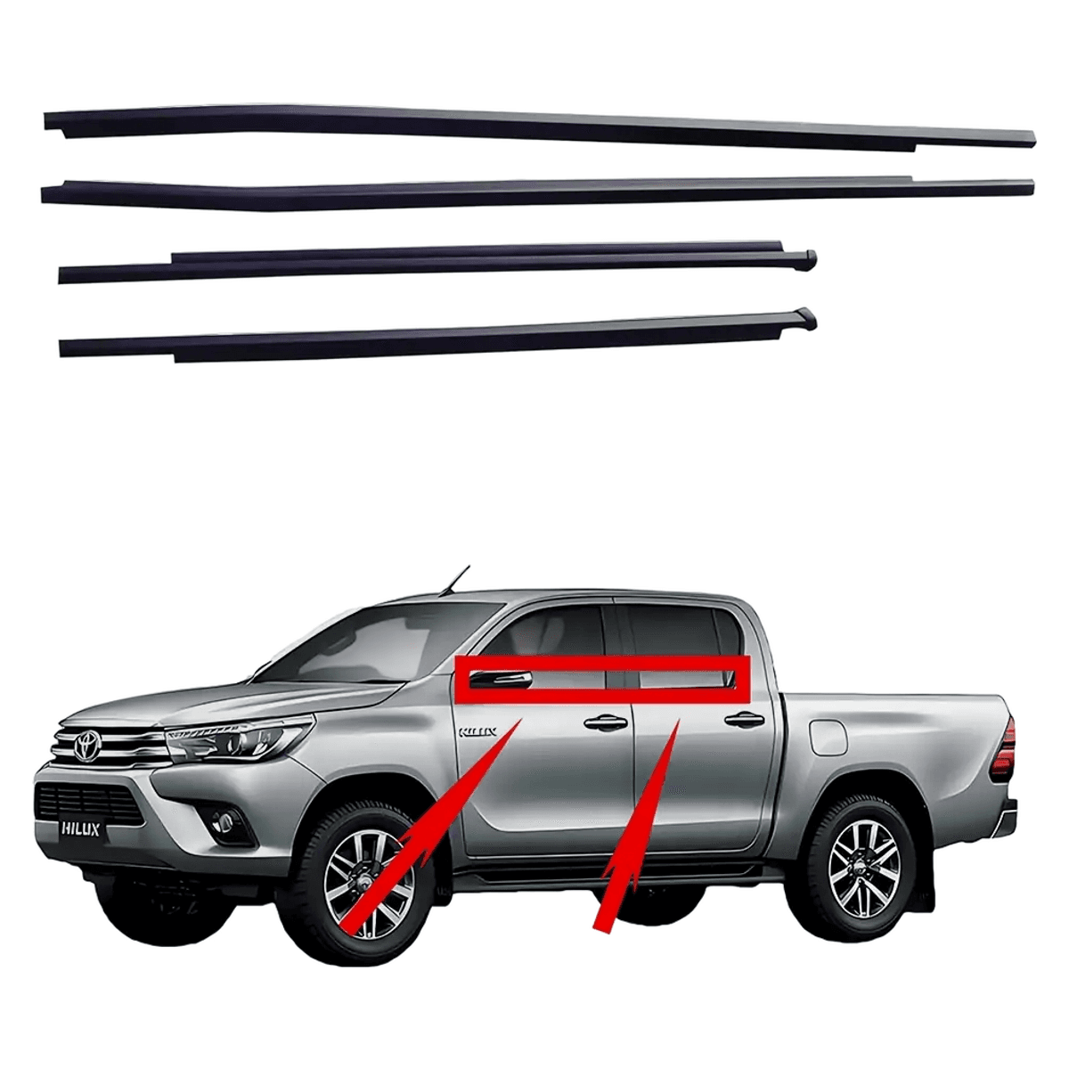 Toyota Hilux Revo Rear Window Belt Weatherstrip Seal Set Left & Right 2016-Up
