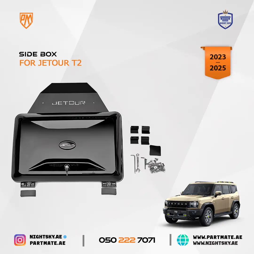Black Roof Cargo Carrier Box for Jetour T2 (2023–2024) – Side Luggage & Tool Storage Box