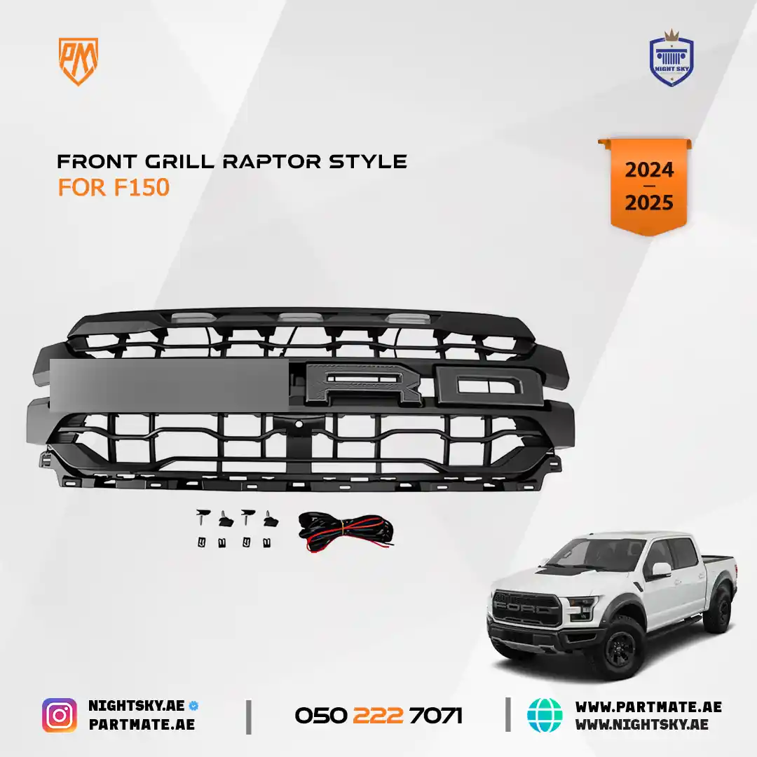 Ford F-150 Front Grille (2024–2025) – Raptor Style Black Upper Bumper w LED