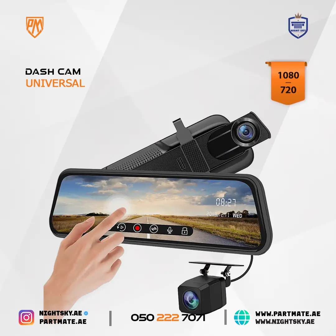 Backup Camera Mirror Dash Cam Dual Lens Front Rear Dash Camera 1080P Full Touch Screen Video Streaming Mirror Loop Recording, Parking Monitor, Night Vision, Waterproof Rear Camera