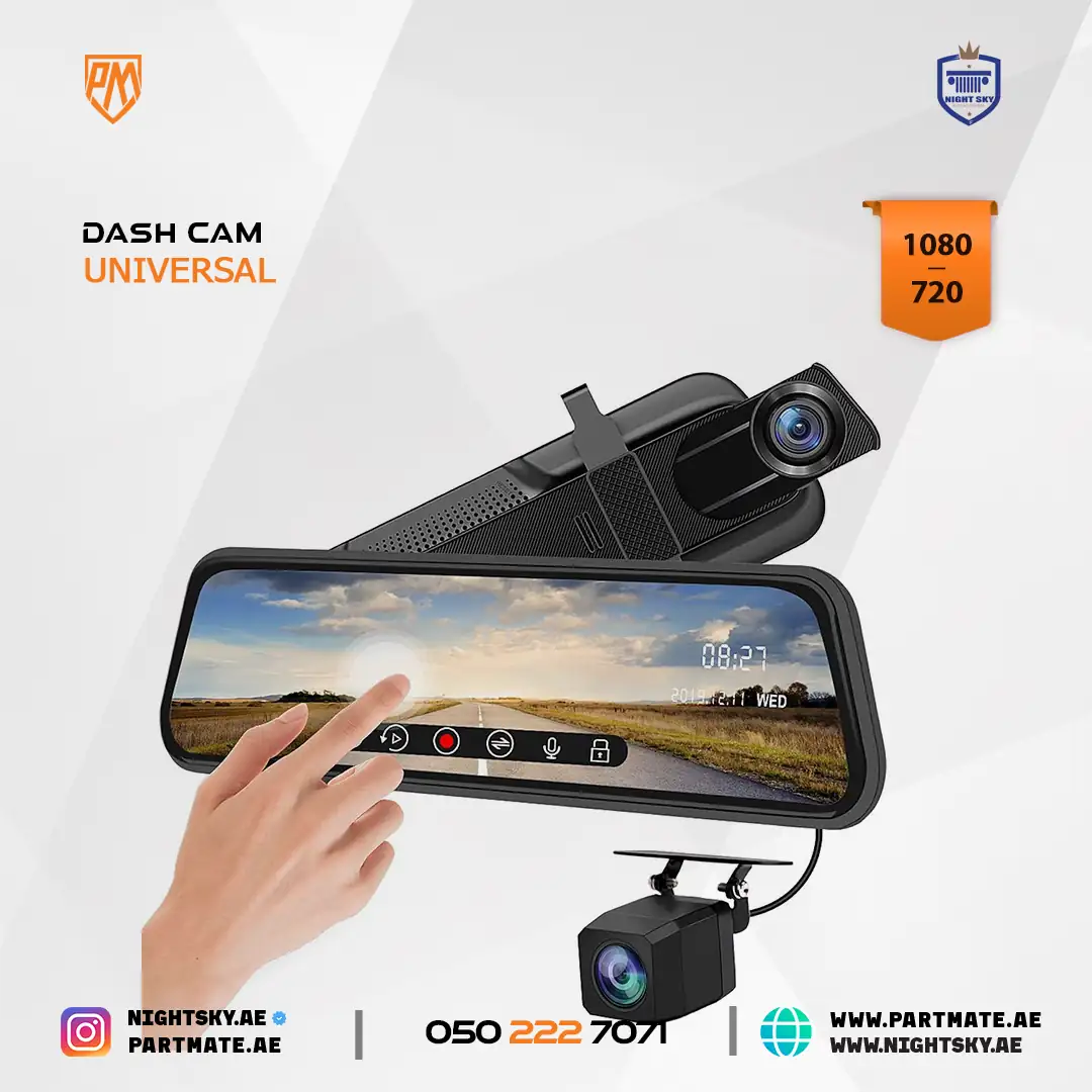 Backup Camera Mirror Dash Cam Dual Lens Front Rear Dash Camera 1080P Full Touch Screen Video Streaming Mirror Loop Recording, Parking Monitor, Night Vision, Waterproof Rear Camera