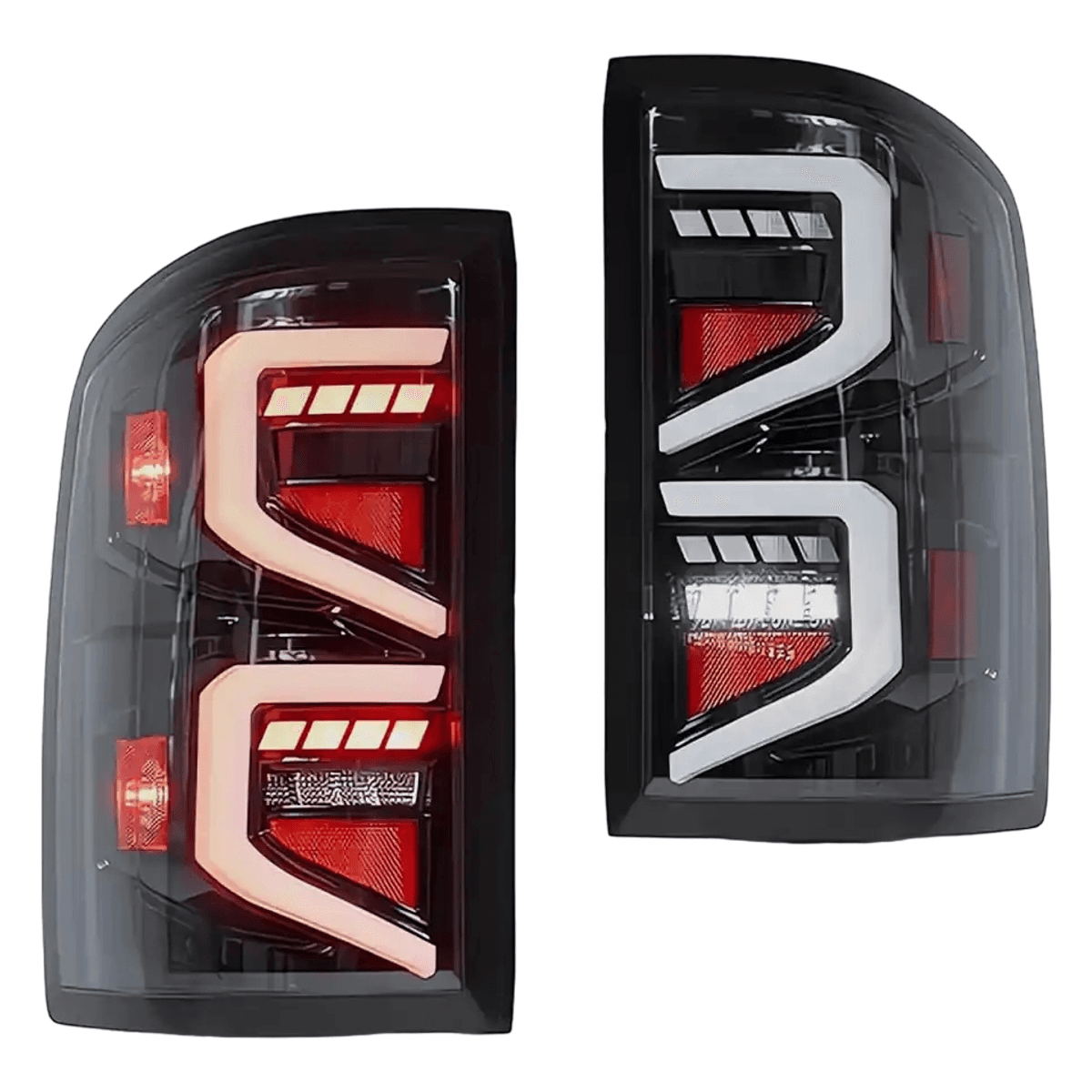 GMC Sierra LED Tail Lights (2014–2018) – Clear Lens w Red Turn Signal & Animation