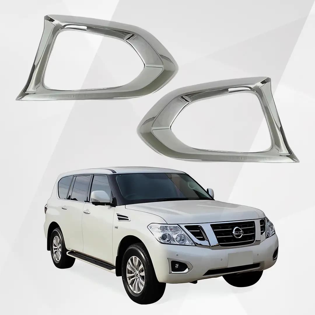 Nissan Patrol Y62 Front Fog Light Chrome Trim Cover Set 2014-2018
