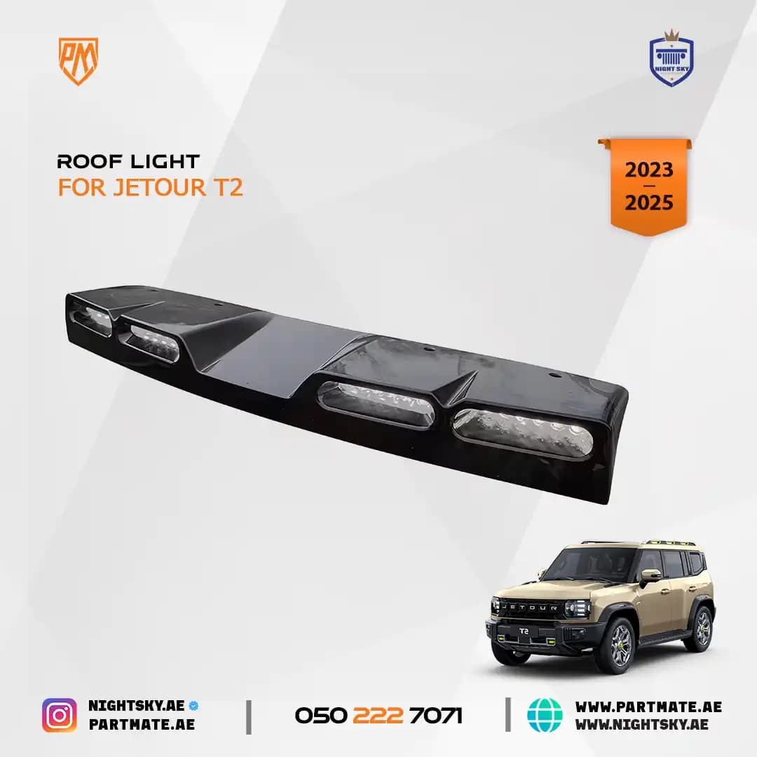 Jetour T2 Roof LED Light Bar (2023–2026) – Black Top DRL White Lamp