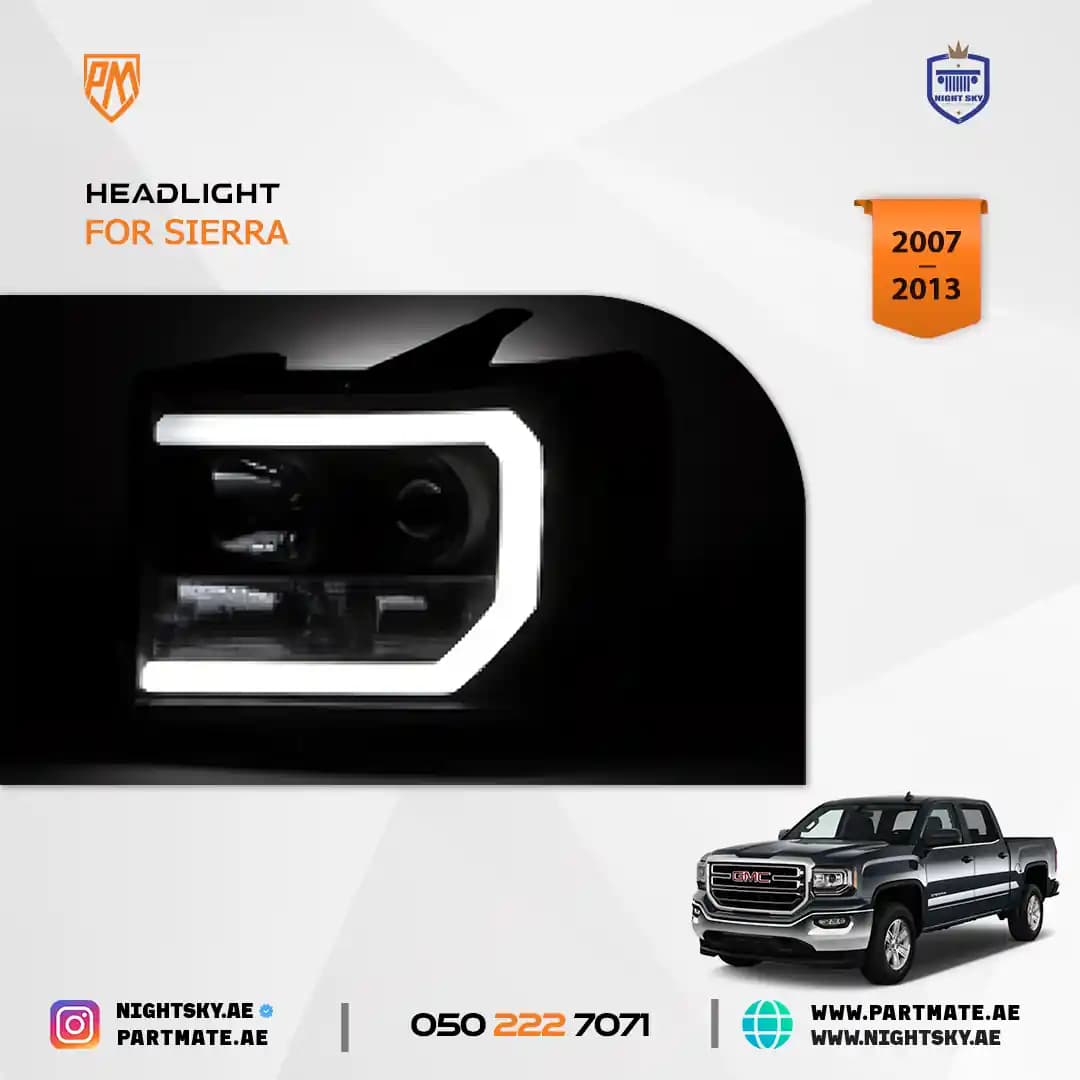 GMC Sierra 1500/2500/3500 V2 Projector Headlights (2007–2013) – Black DRL Edition