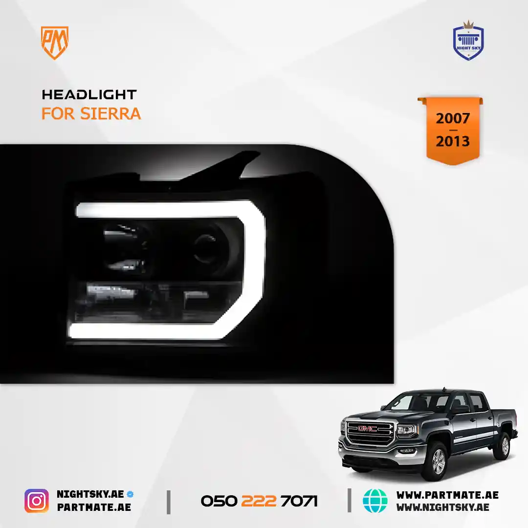 GMC Sierra 1500/2500/3500 V2 Projector Headlights (2007–2013) – Black DRL Edition