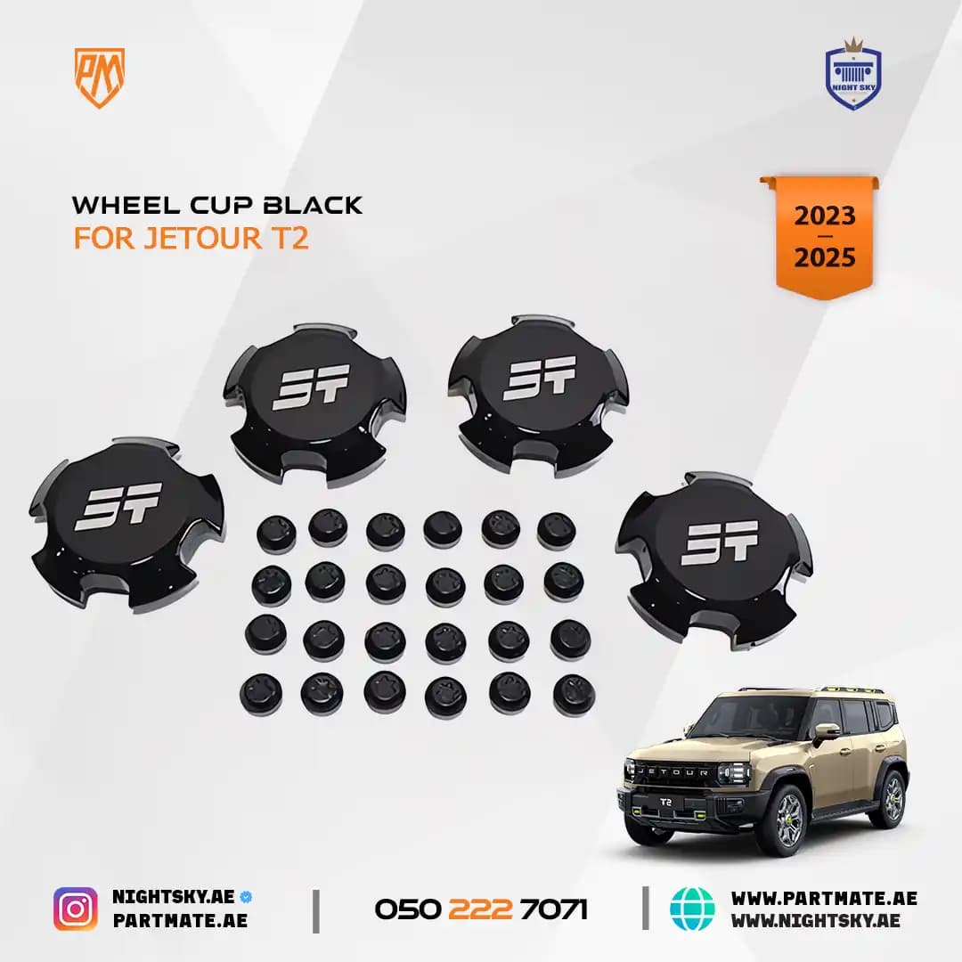 Jetour T2 Black Wheel Hub Covers (Bright Black) – Replacement Parts Set