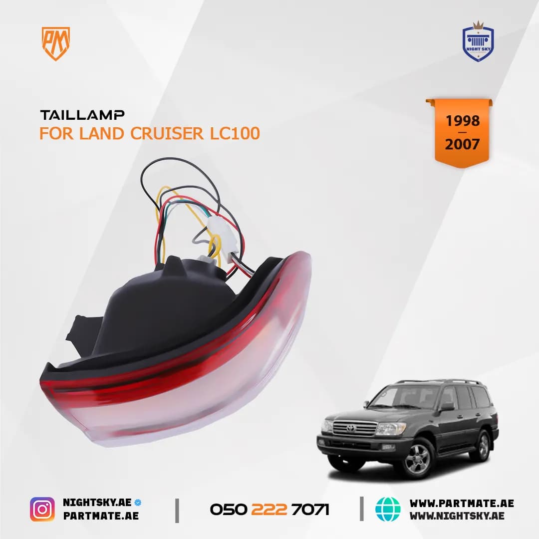 Toyota Land Cruiser LED Tail Lights (1998–2007) – Outer Rear Brake Lamps w Bulbs Pair
