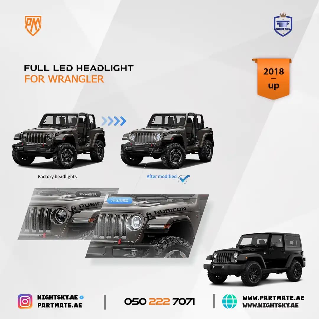 Jeep Wrangler JL/JLU & Gladiator JT 2018-Up Full LED Headlights – Rubicon Style with Start-Up Animation