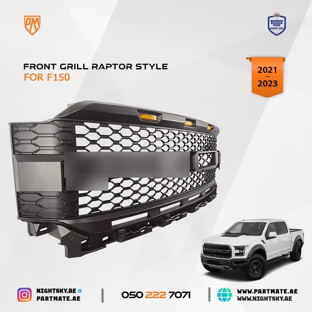 Ford F-150 Front Grille (2021–2022) – Raptor Style w Lights