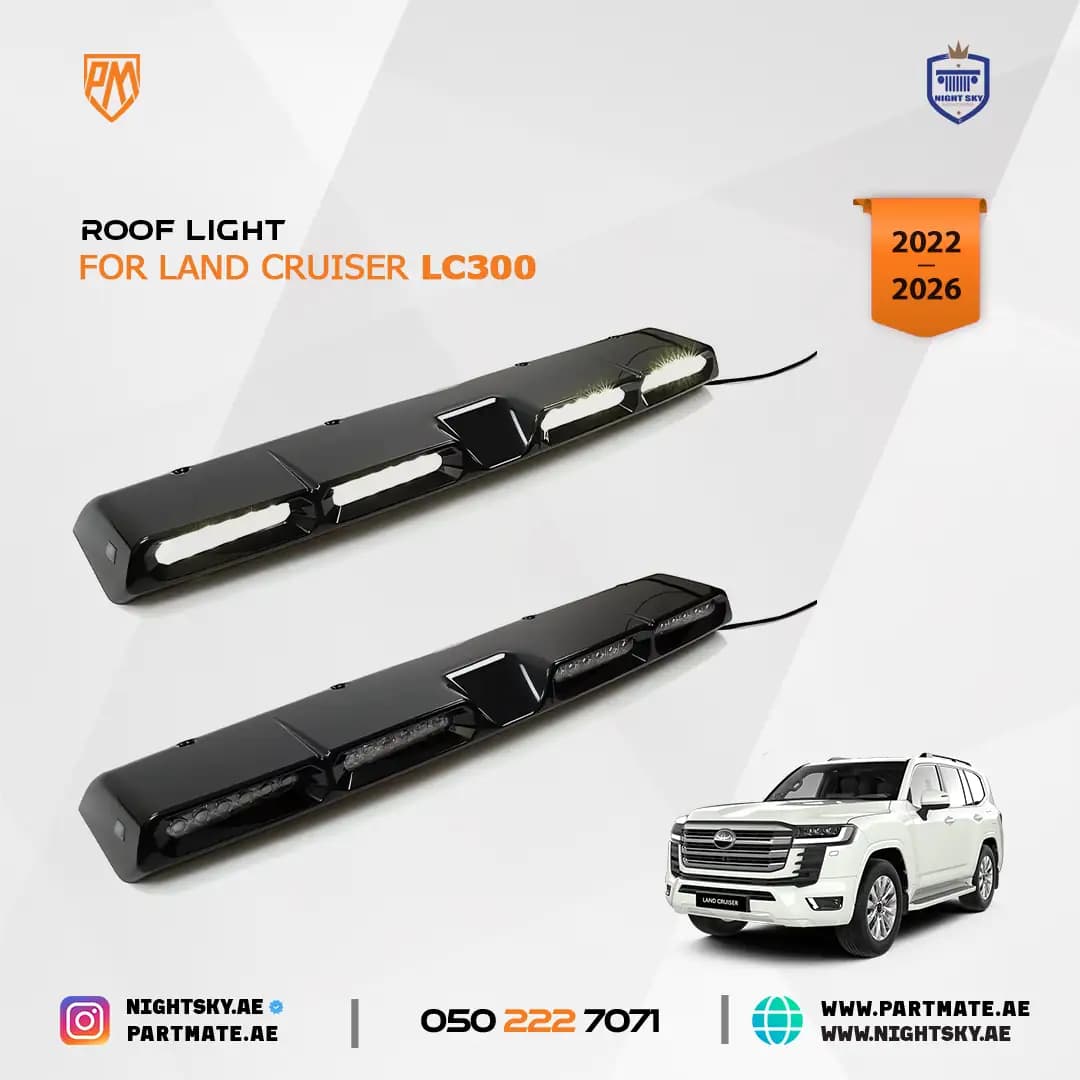 Toyota Land Cruiser LC300 Roof Top LED Light Bar Gloss Black 2022-2025