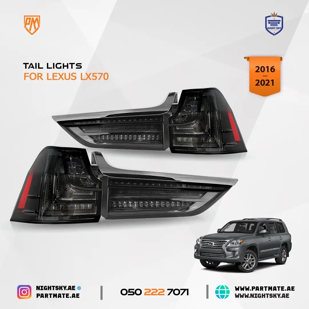 Lexus LX570 Upgraded Smoke LED Tail Lights 2016-2021