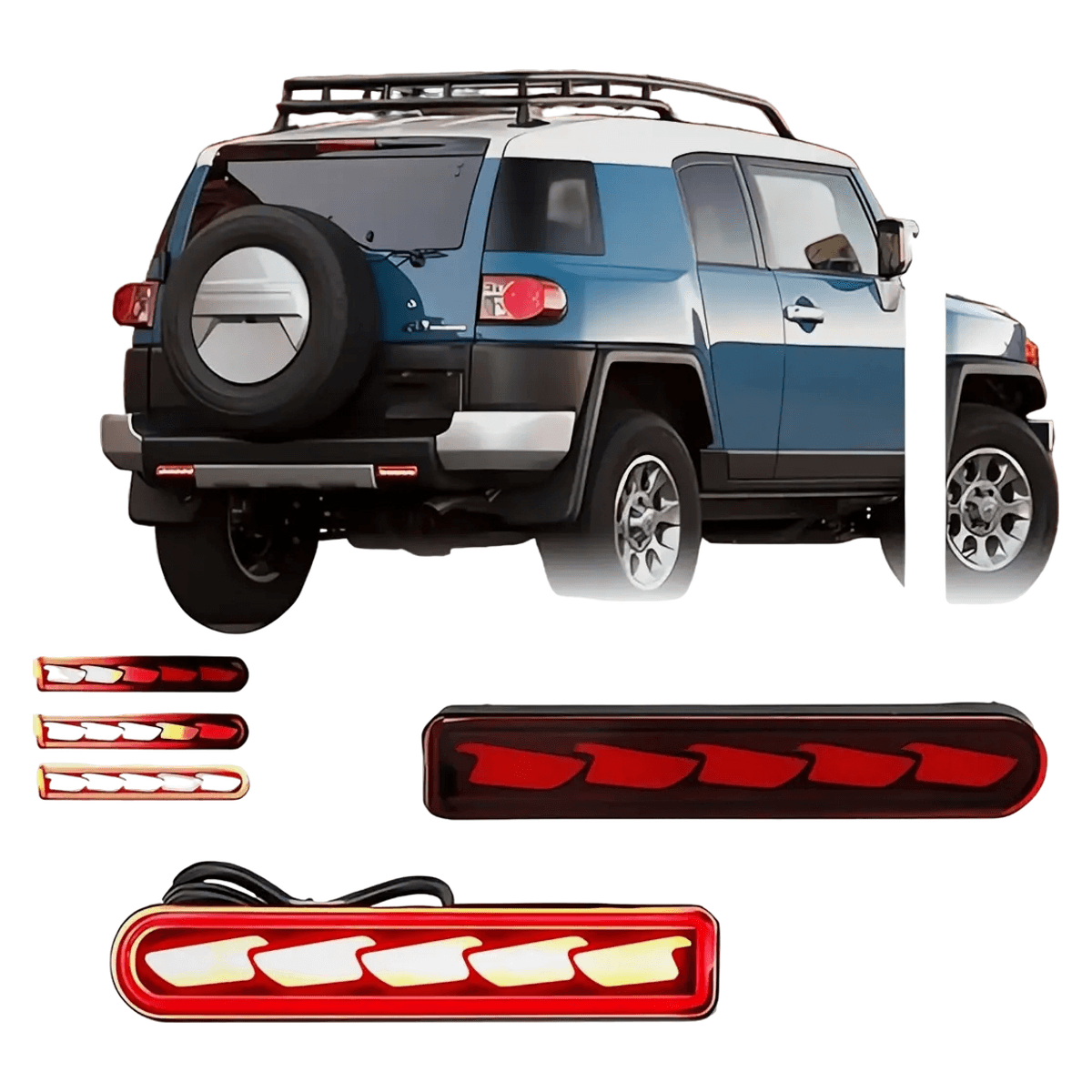 Toyota FJ Cruiser LED Rear Fog Light Blade Design Red Lens 2007-2014