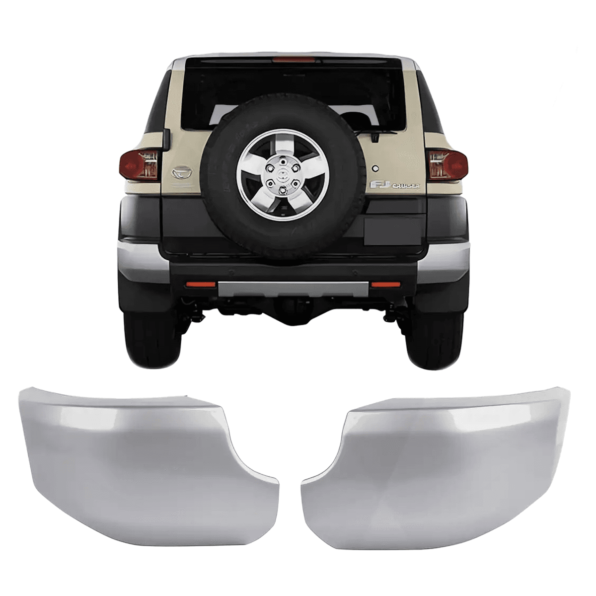 Toyota FJ Cruiser Rear Bumper End Caps Silver 2007-2014