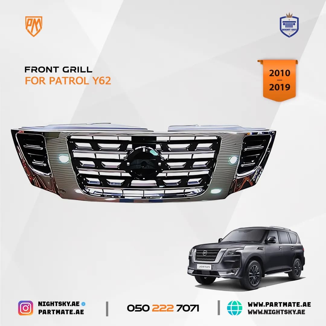 Nissan Patrol SE Y62 Front Grille – Black & Chrome (2010–2019)