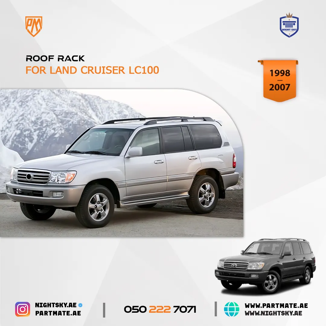 Toyota Land Cruiser LC100 / Lexus LX470 Roof Rails (1998–2007) – 2pcs Luggage Carrier