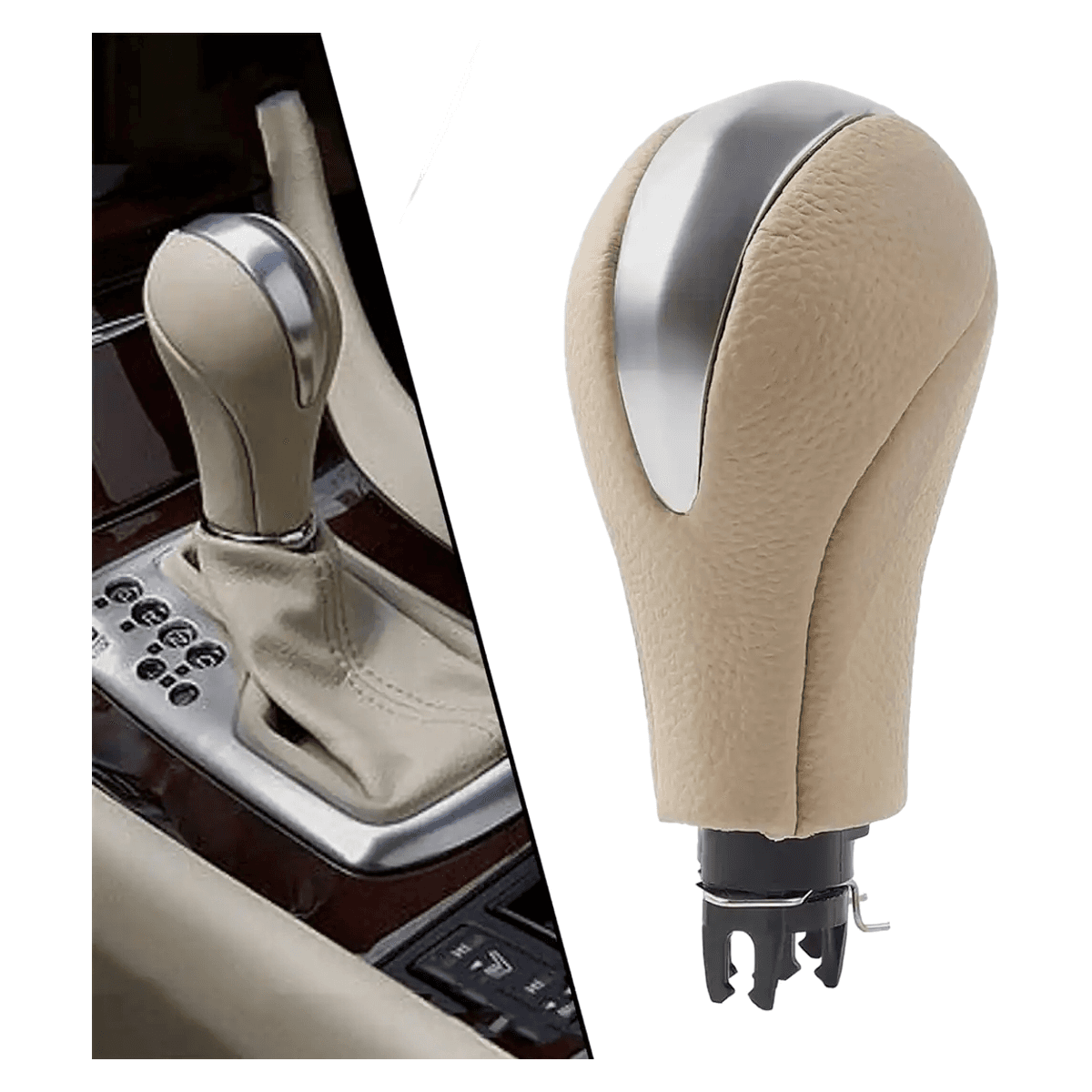 Automatic Shift Knob for Nissan Patrol Y62 (2012–2020) – Brown Leather & Synthetic Fiber