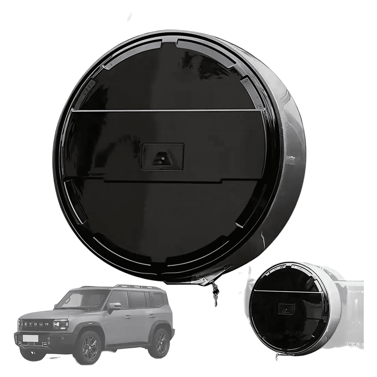 Spare Tire Cover for Jetour T2 (2024) – ABS & Stainless Steel Black Wheel Cover