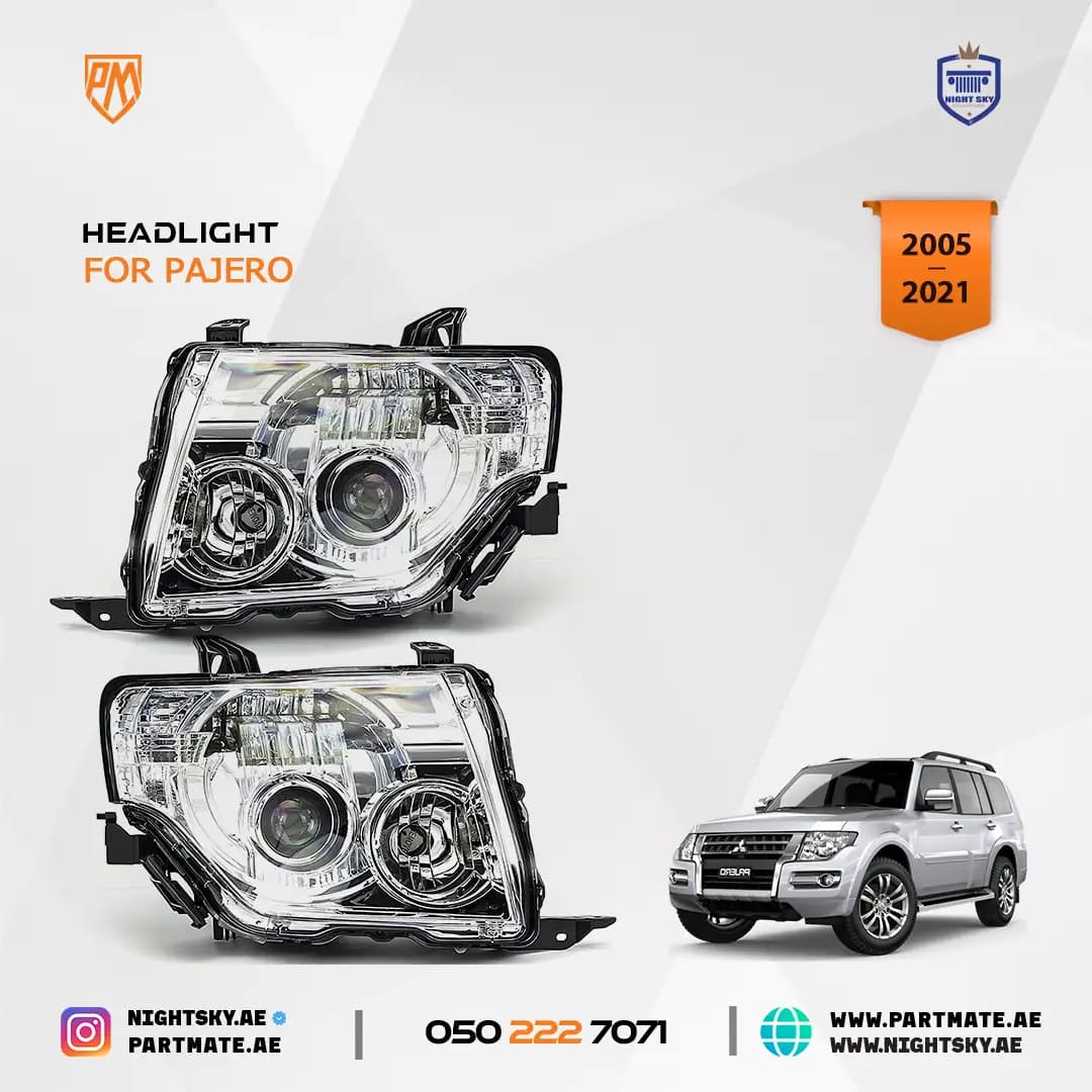Mitsubishi Pajero 2007 Inside Chrome Headlights Set
